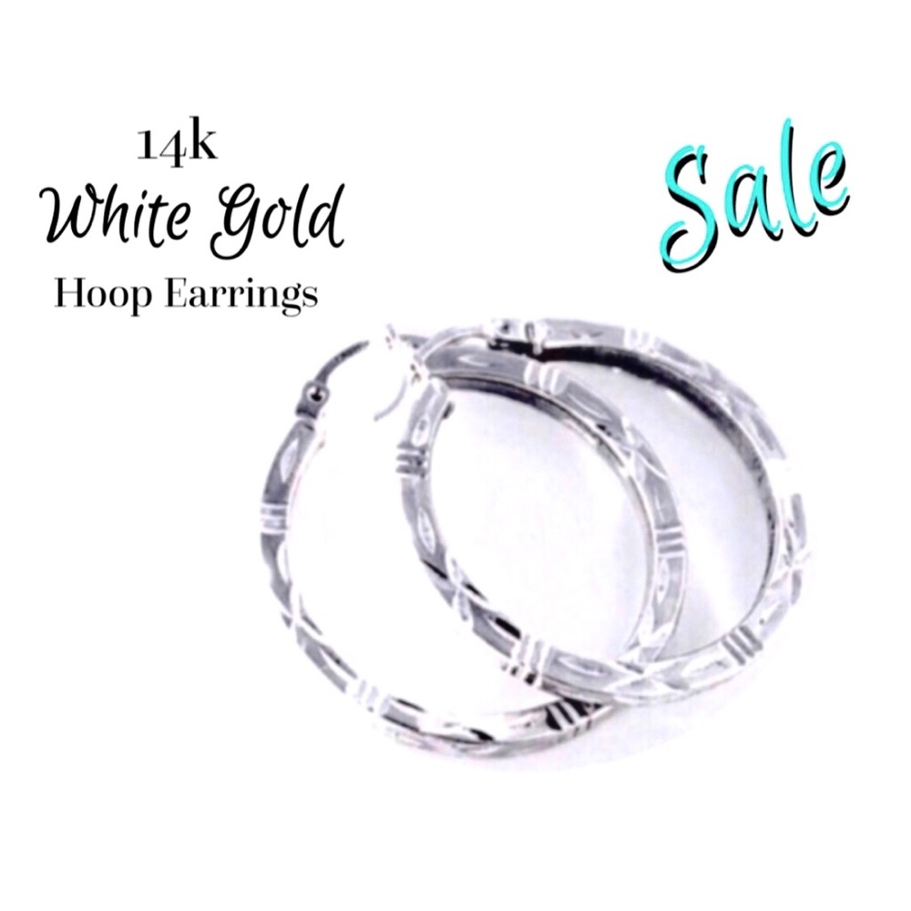 14k White gold hoops SALE